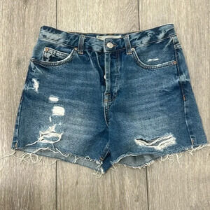 Topshop Moto high waisted denim cutoff shorts